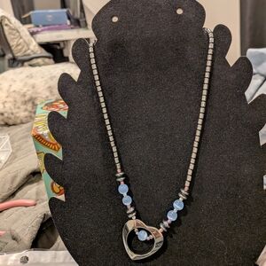 Silver and Blue Heart Pendant Necklace